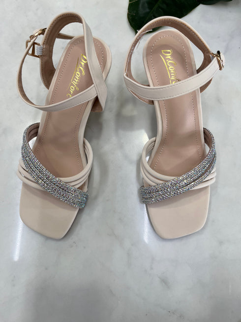 Women Luxury Rhinestone Decor Open Toe Buckle Straps